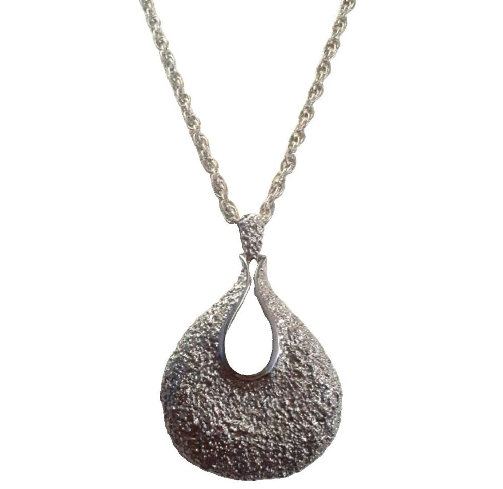 Vintage Act II Brutalist Teardrop Pendant Necklace